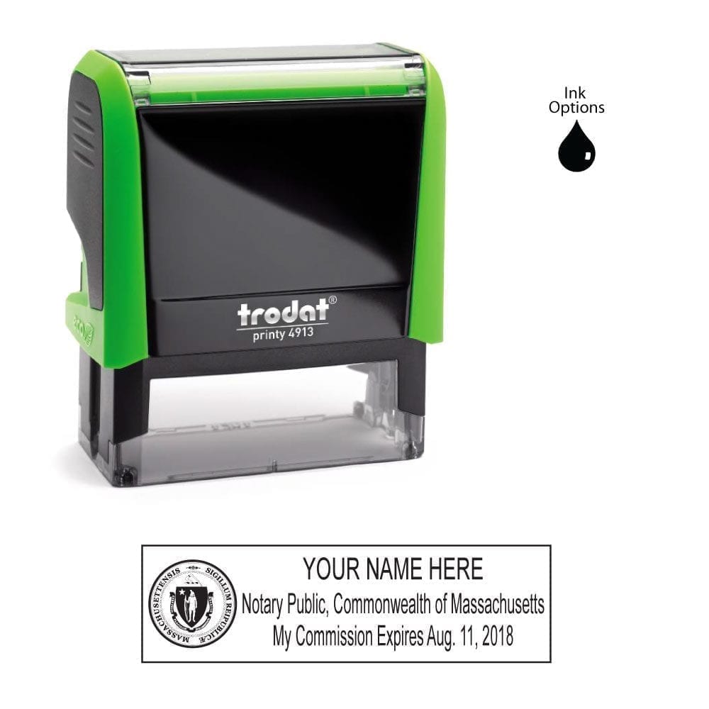 Massachusetts Notary Stamp - Trodat 4913 Apple Green