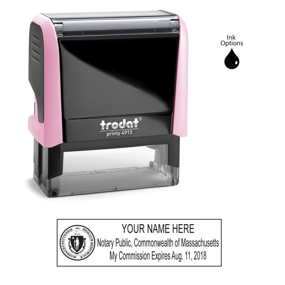 Massachusetts Notary Stamp - Trodat 4913 Light Pink