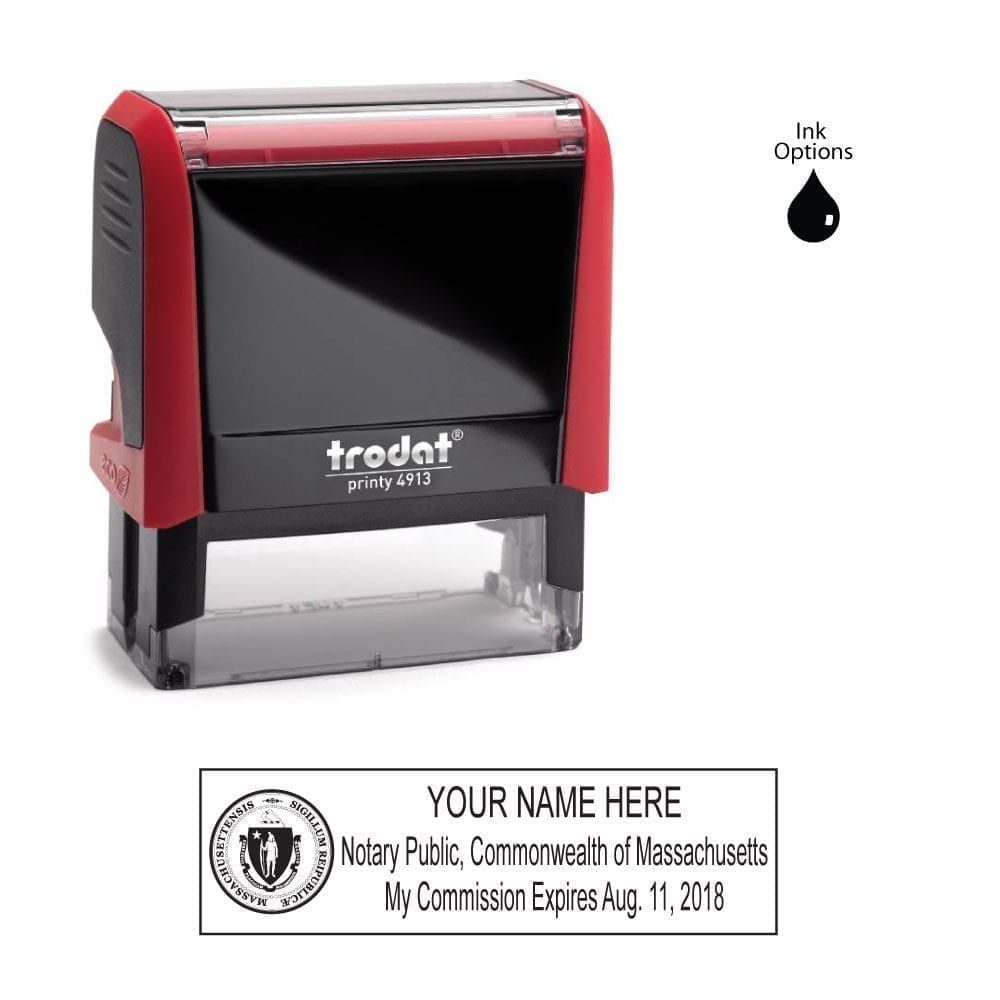 Massachusetts Notary Stamp - Trodat 4913 Flame Red