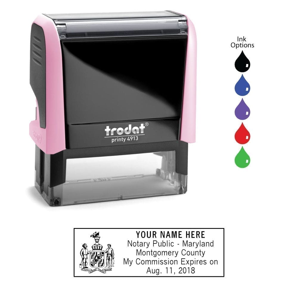 Maryland Notary Stamp - Trodat 4913 Light Pink