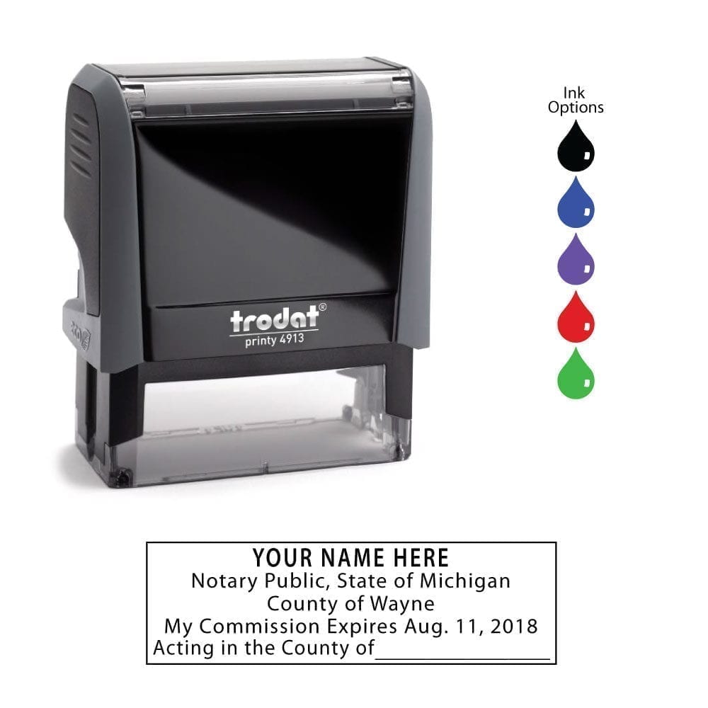 Michigan Notary Stamp - Trodat 4913 Eco Gray