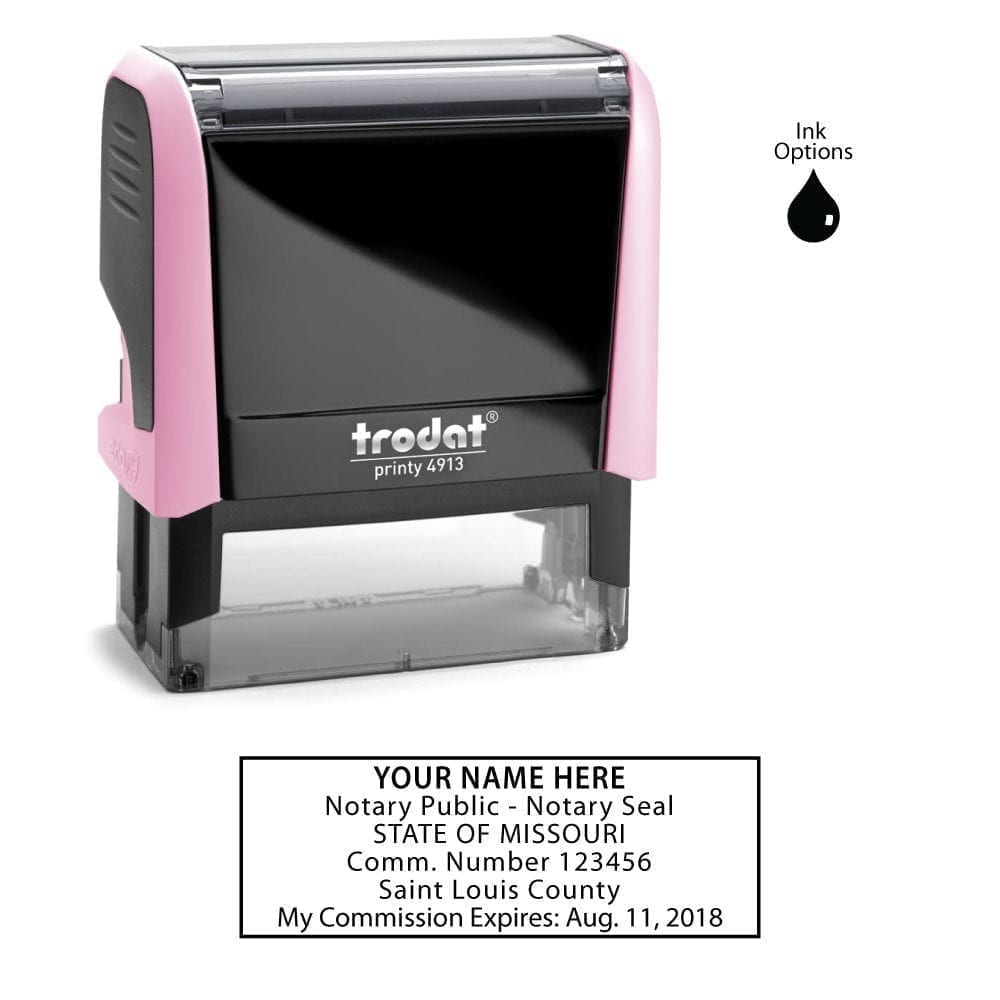 Missouri Notary Stamp - Trodat 4913 Light Pink