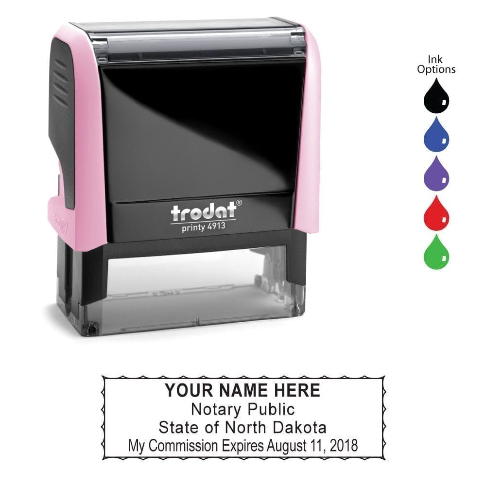 North Dakota Notary Stamp - Trodat 4913 Light Pink