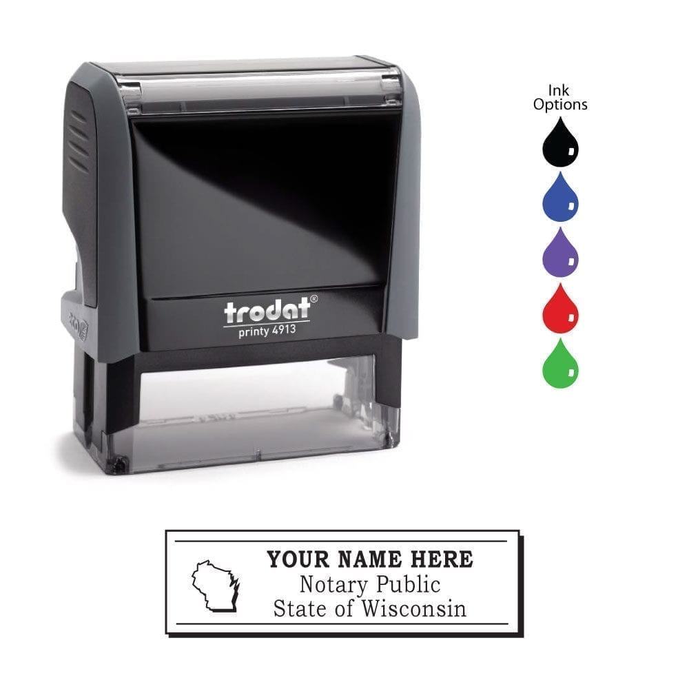 Wisconsin Notary Stamp - Trodat 4913 Eco Gray