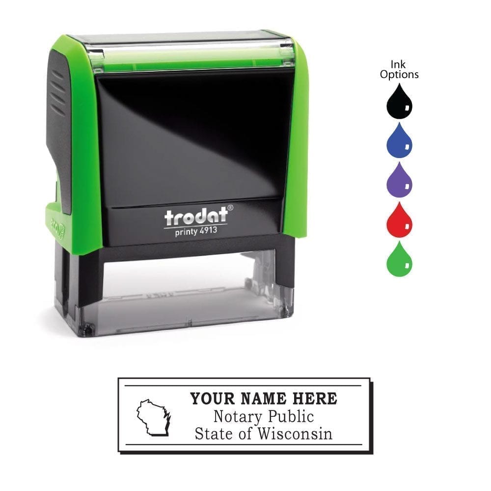 Wisconsin Notary Stamp - Trodat 4913 Apple Green