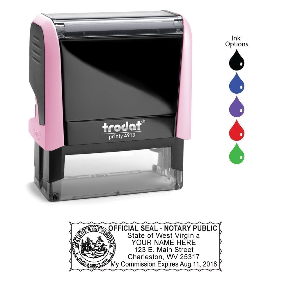 West Virginia Notary Stamp - Trodat 4913 Light Pink