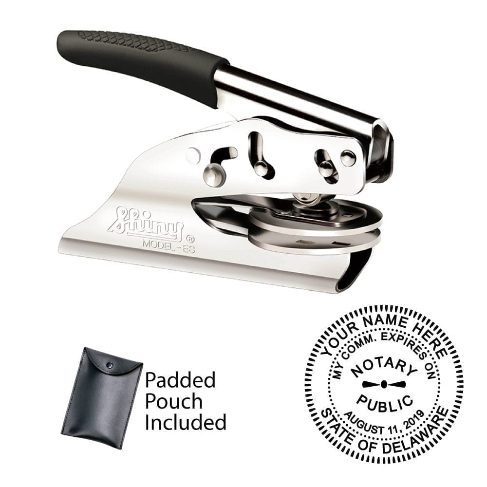 Delaware Notary Embosser - Shiny EZ ES Chrome