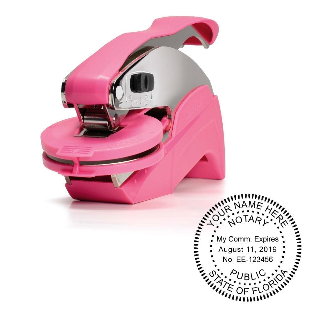 Florida Notary Embosser - Ideal Seal Pink