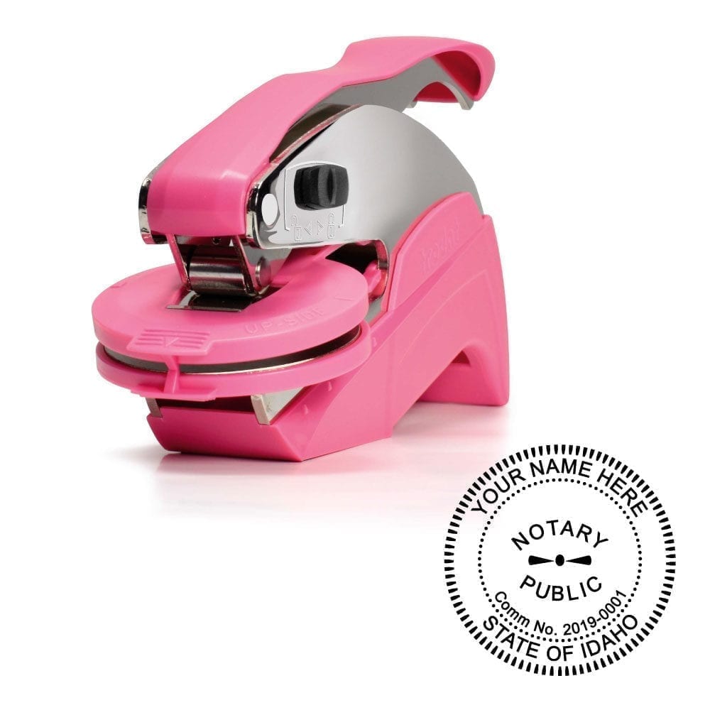 Idaho Notary Embosser - Ideal Seal Pink