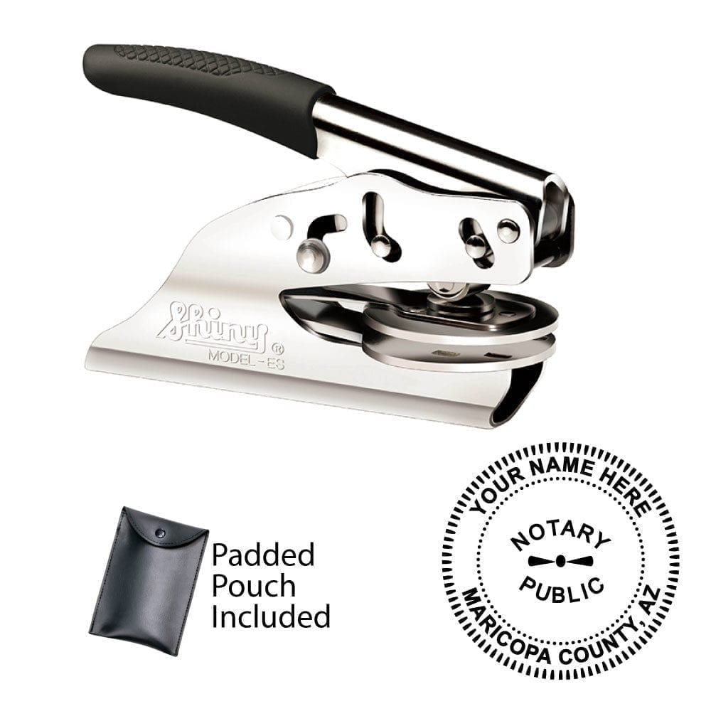 Arizona Notary Embosser - Shiny EZ ES Chrome