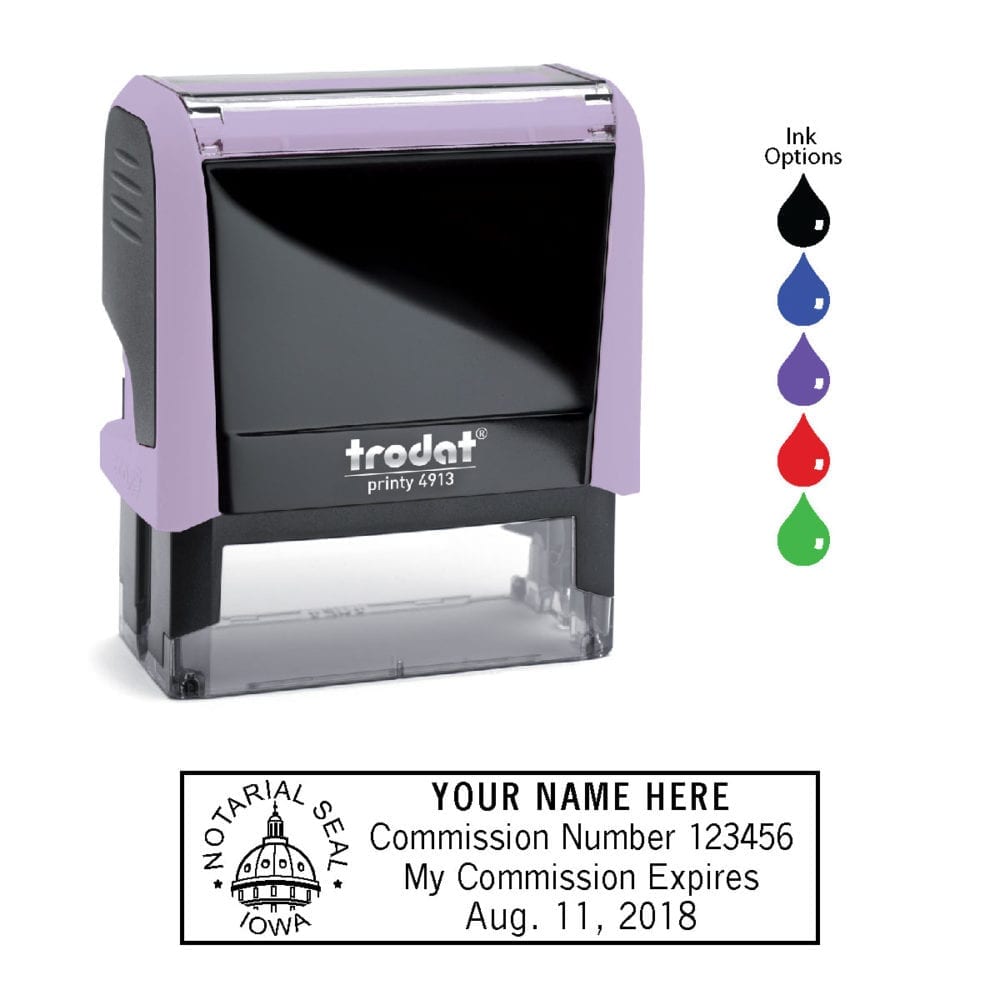 Iowa Notary Stamp - Trodat 4913 - Lilac