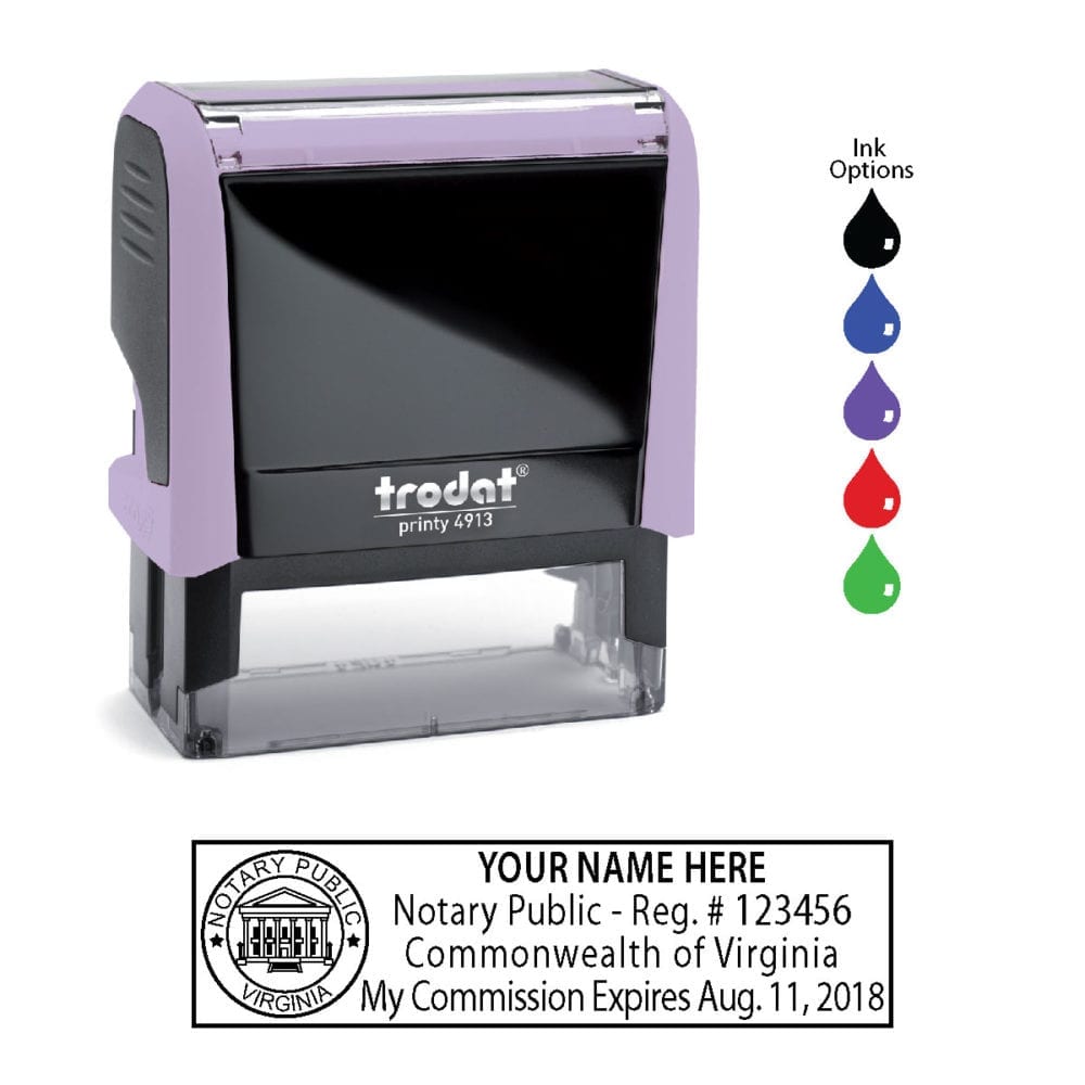 Virginia Notary Stamp - Trodat 4913 - Lilac