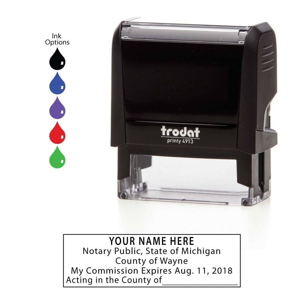 Notary Stamp Seal Ink Personalized Self Inking Stamp Custom Stamp Rubber Stamp Trodat 4913 Self Ink Notary Stamp for State of Michigan 