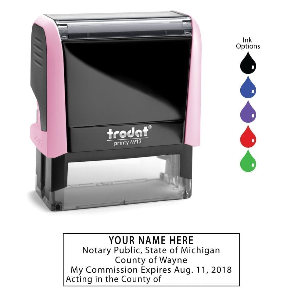 Michigan Notary Stamp - Trodat 4913 Light Pink