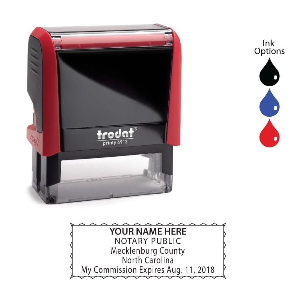 North Carolina Notary Stamp - Trodat 4913 Flame Red