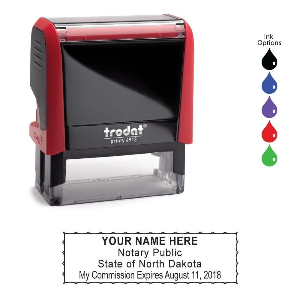 North Dakota Notary Stamp - Trodat 4913 Flame Red