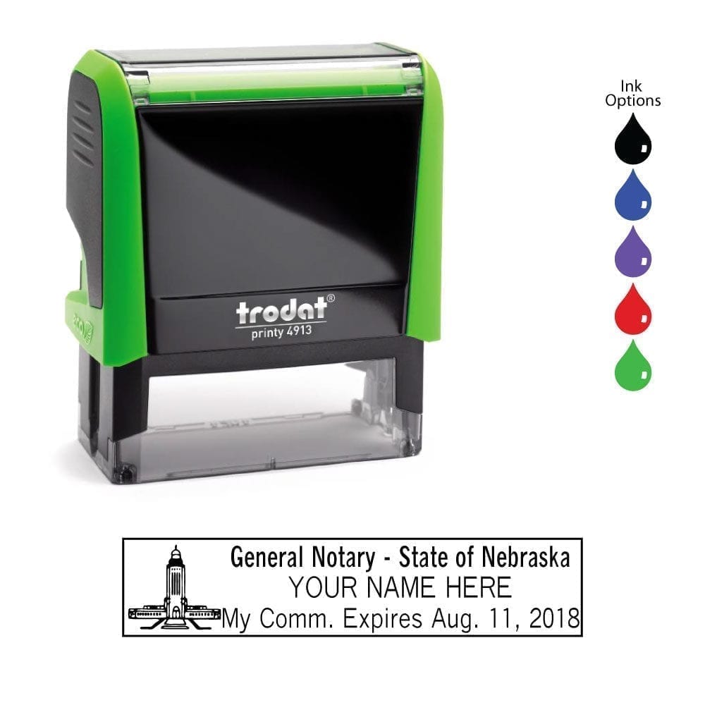 Nebraska Notary Stamp - Trodat 4913 Apple Green