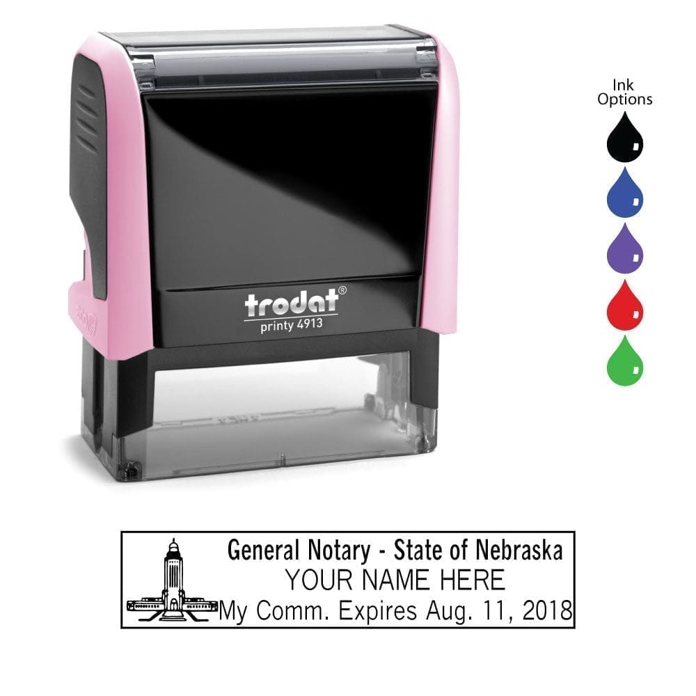 Nebraska Notary Stamp - Trodat 4913 Light Pink