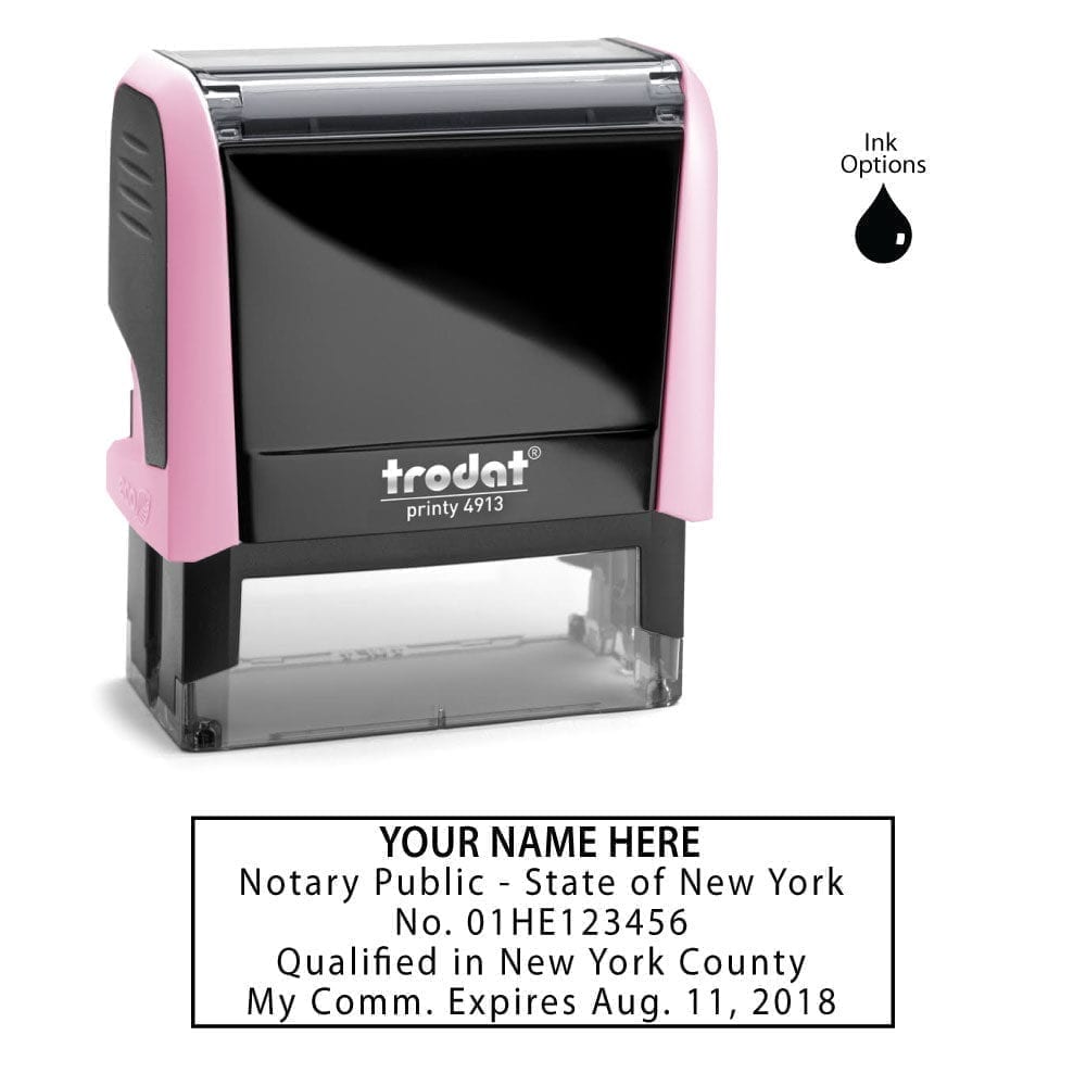 New York Notary Stamp - Trodat 4913 Light Pink