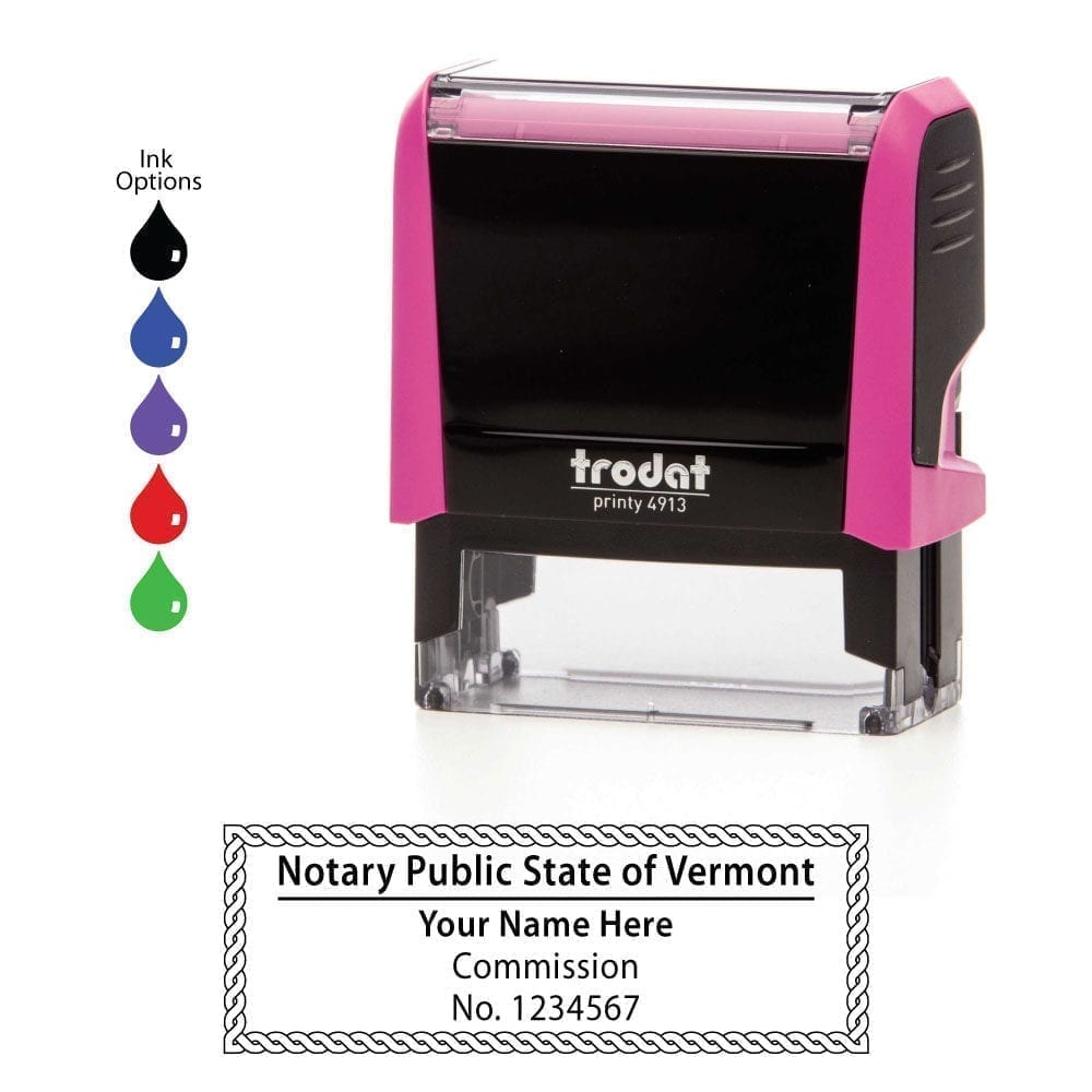 Vermont Notary Stamp - Trodat 4913 Fuchsia