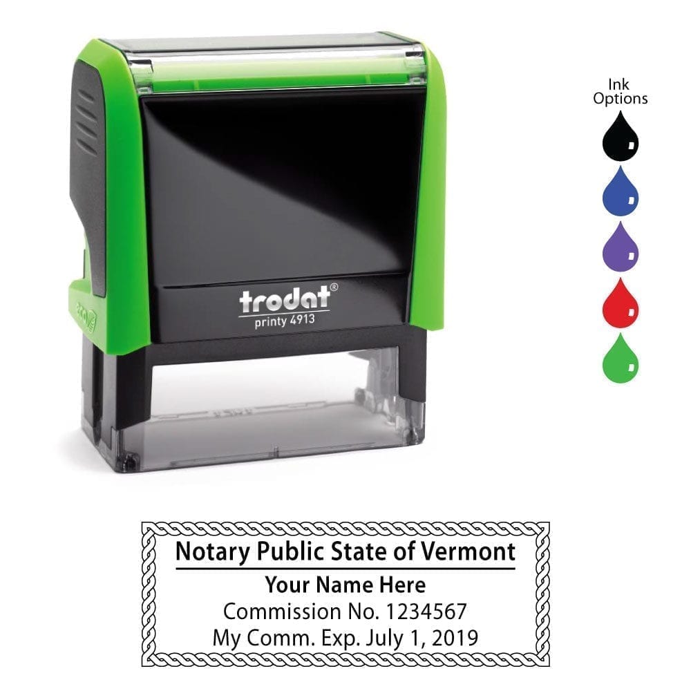 Vermont Notary Stamp - Trodat 4913 Apple Green