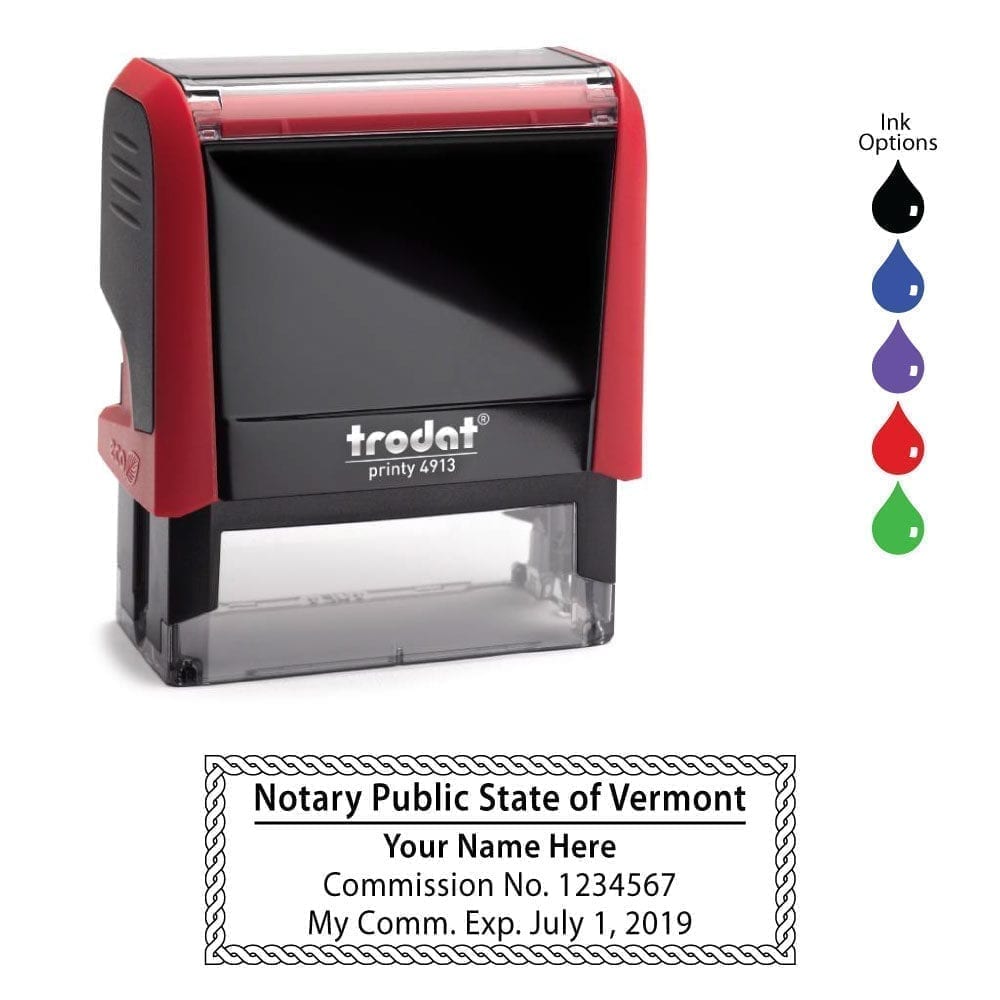 Vermont Notary Stamp - Trodat 4913 Flame Red