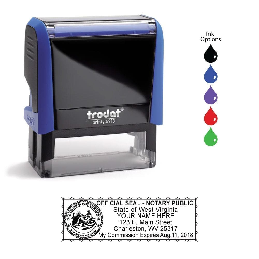 West Virginia Notary Stamp - Trodat 4913 Sky Blue