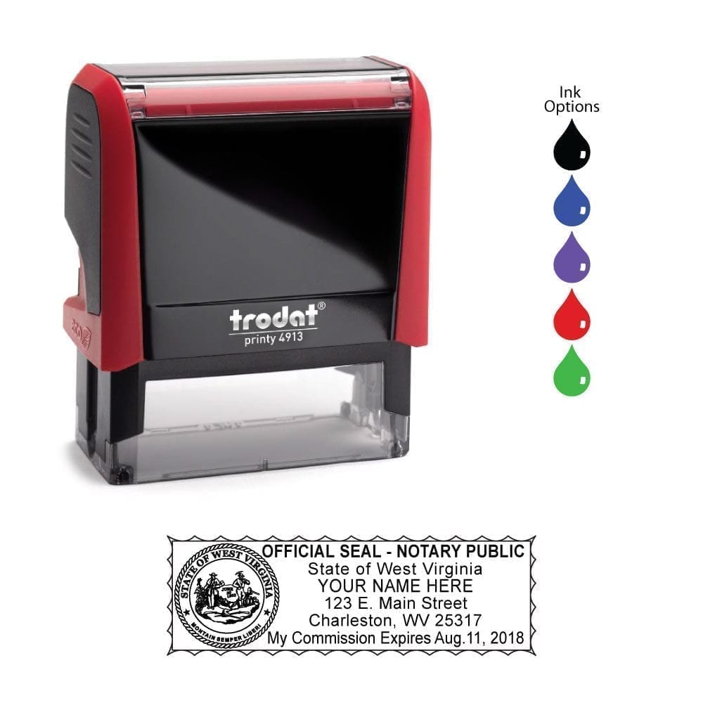 West Virginia Notary Stamp - Trodat 4913 Flame Red