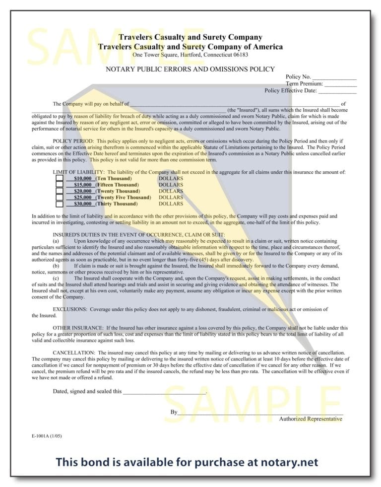 California Notary Surety Bond Travelers »