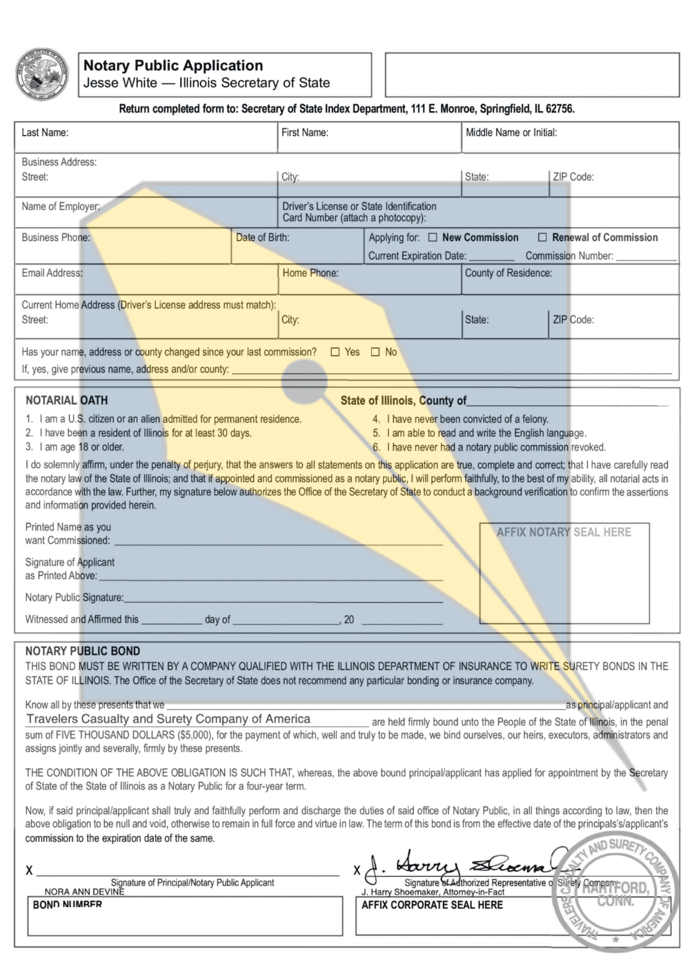 Illinois Notary Surety Bond 5008