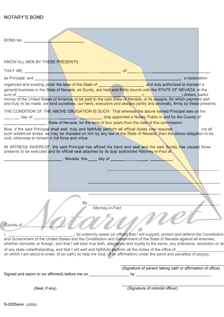 Nevada Notary Surety Bond »