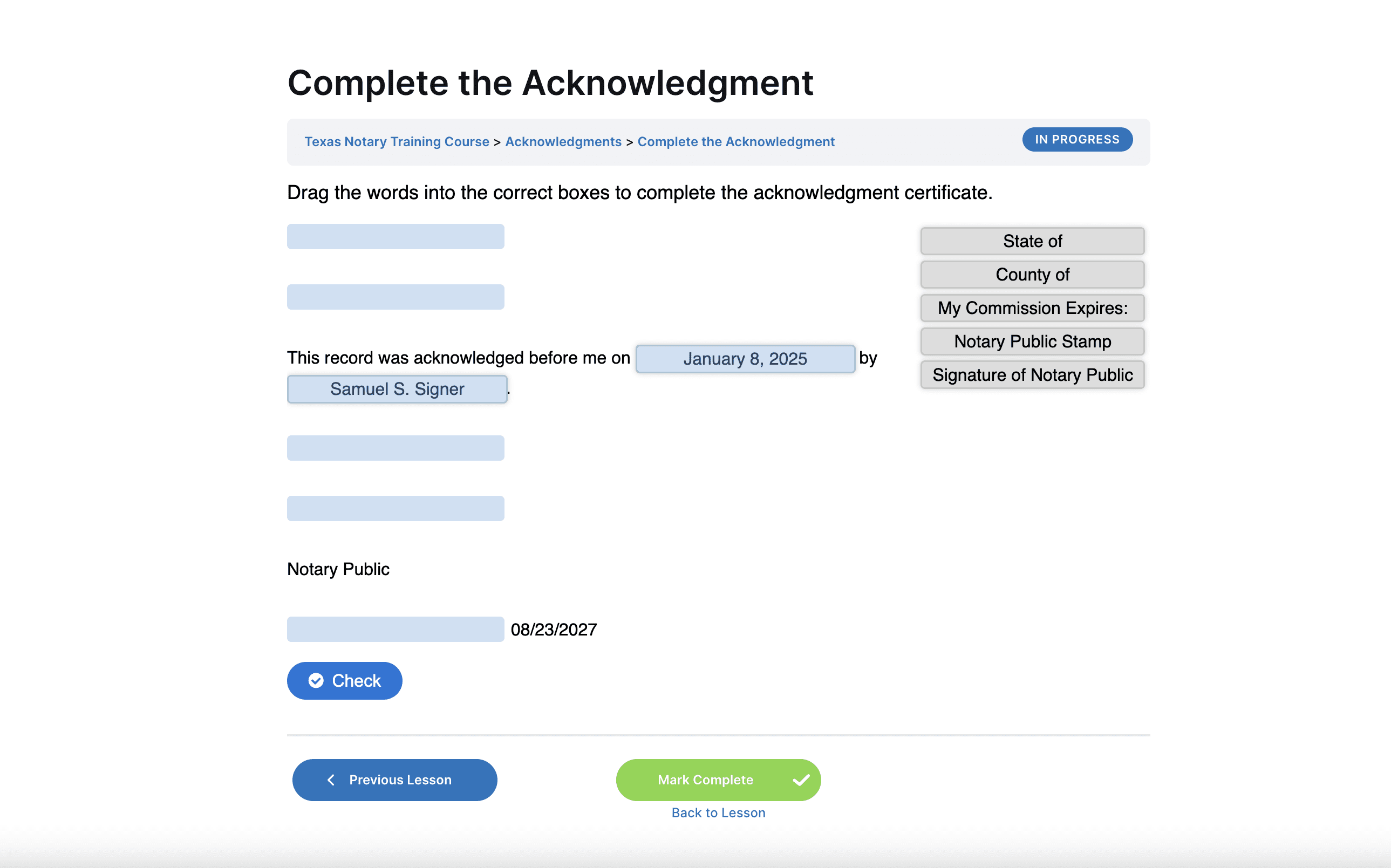 complete-the-acknowledgment