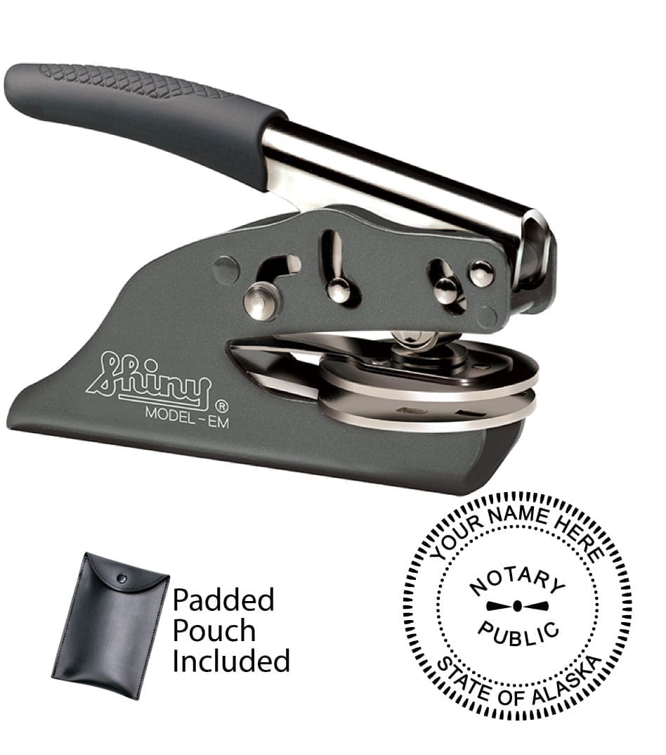 alaska notary seal embosser shiny gray