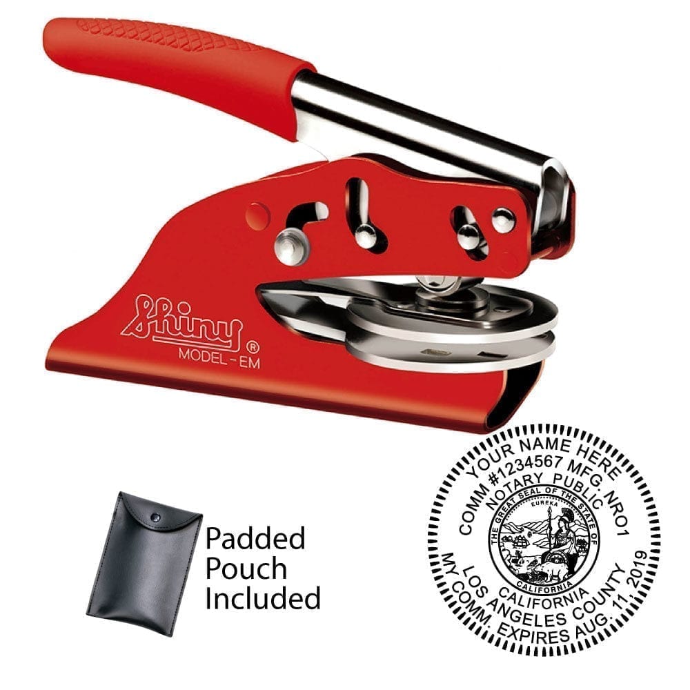 california notary seal embosser red