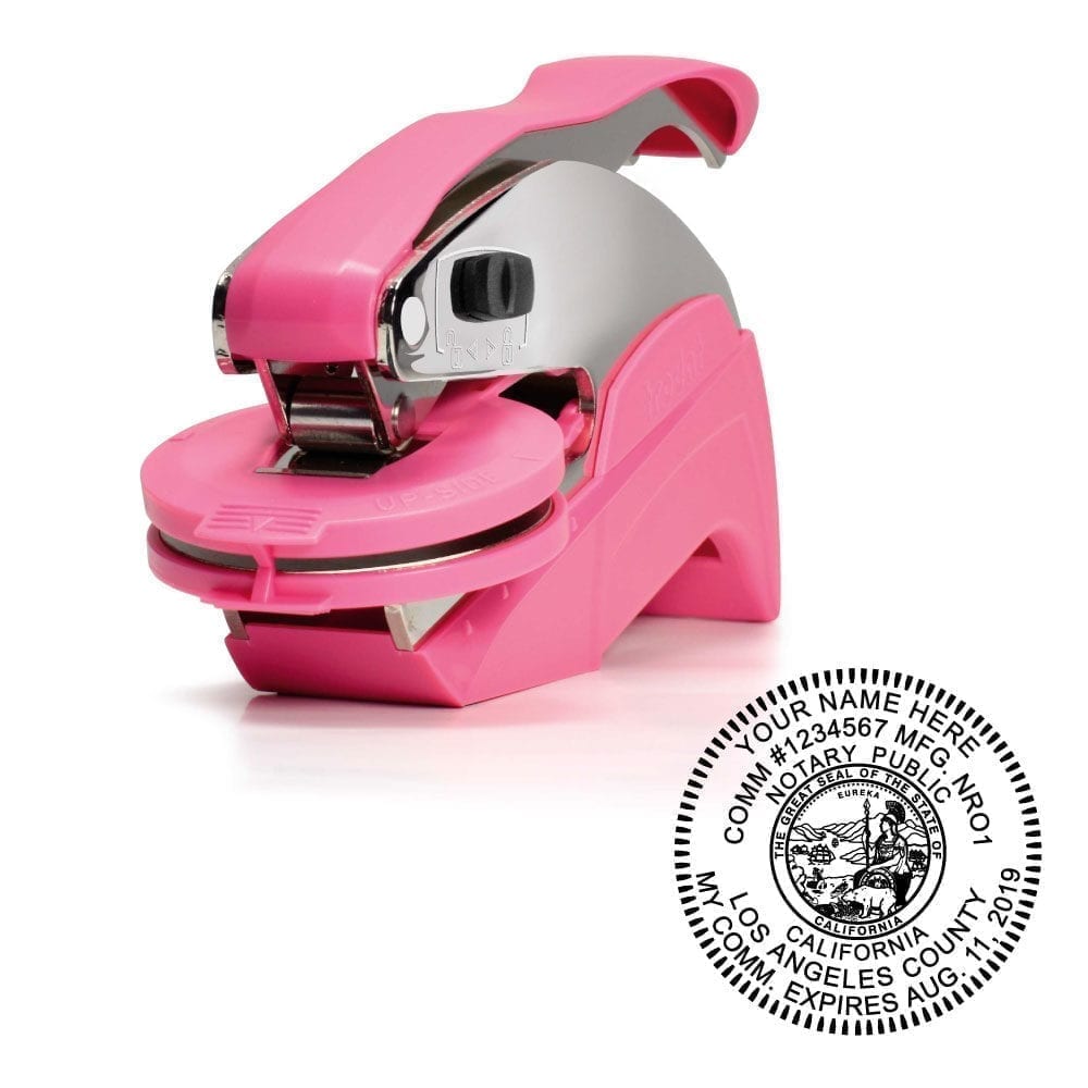 California Notary Embosser - Ideal Seal Pink