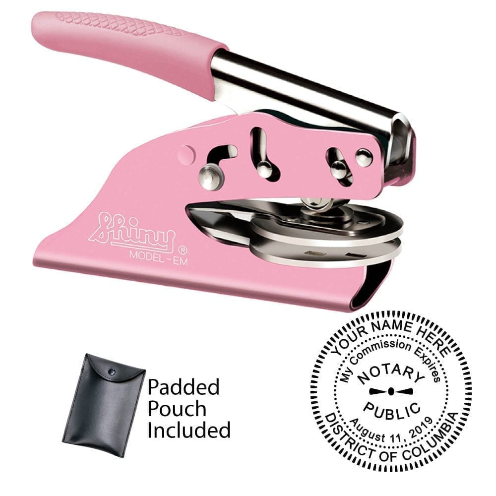 District of Columbia Notary Embosser - Shiny EZ EM Pink