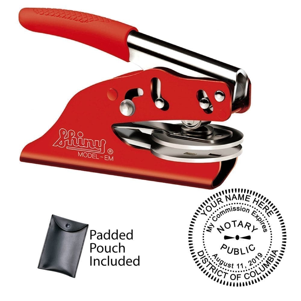 District of Columbia Notary Embosser - Shiny EZ EM Red