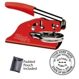 Delaware Notary Embosser - Shiny EZ EM Red