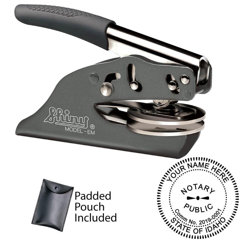 Idaho notary seal embosser shiny gray