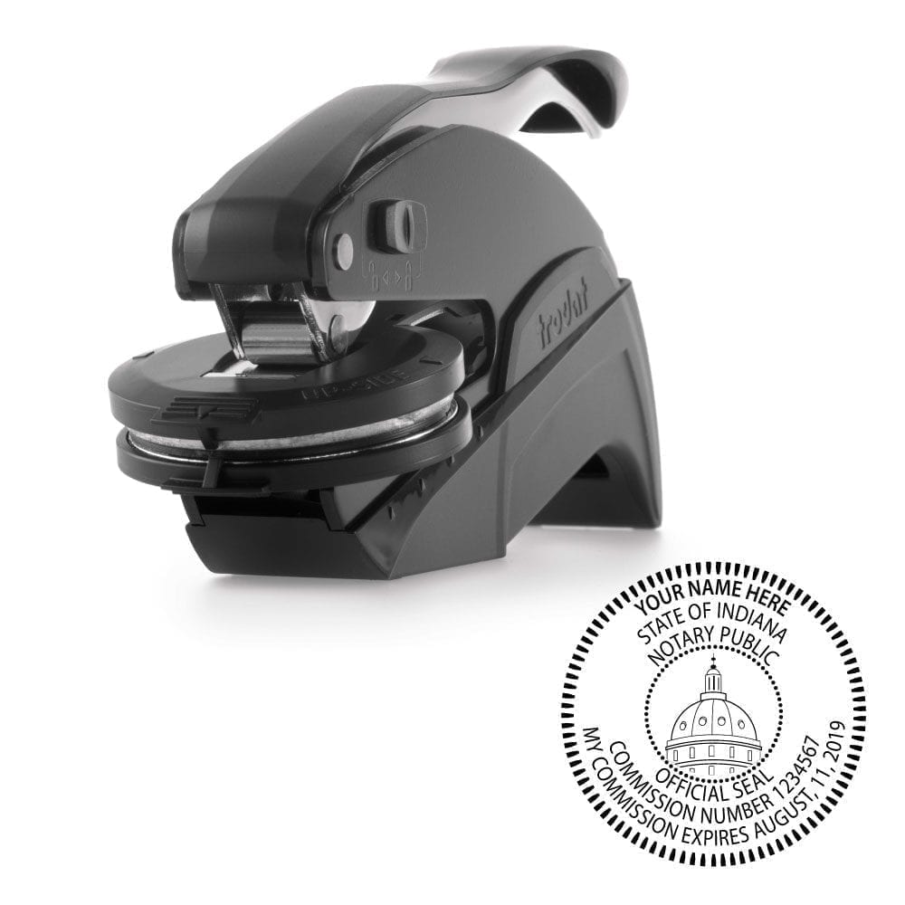 Indiana Notary Embosser - Ideal Seal Black