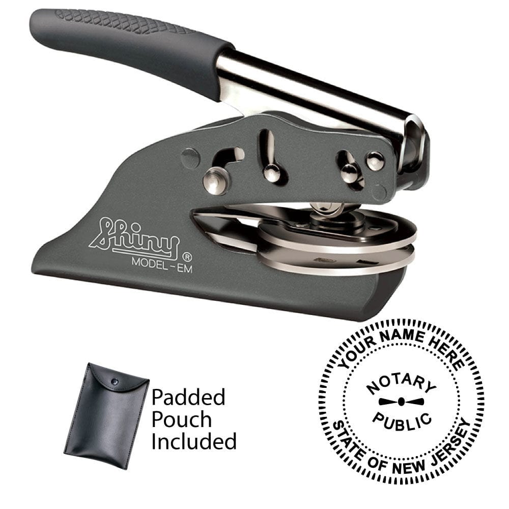 new jersey notary seal embosser shiny gray