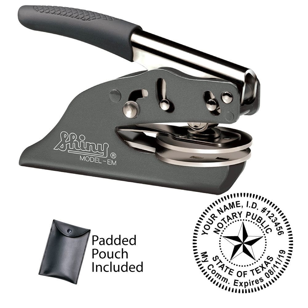 texas notary seal embosser shiny gray