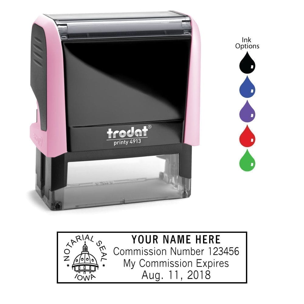 Iowa Notary Stamp - Trodat 4913 Light Pink
