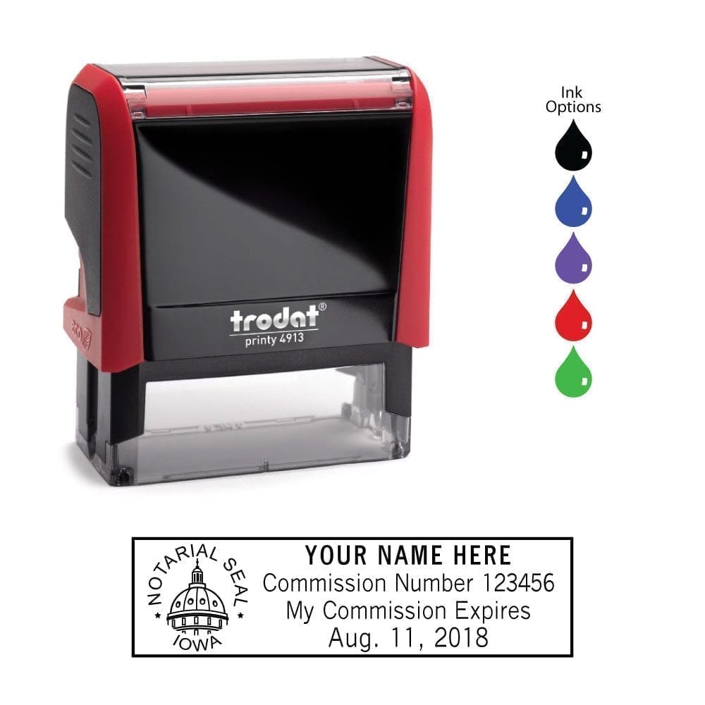 Iowa Notary Stamp - Trodat 4913 Flame Red