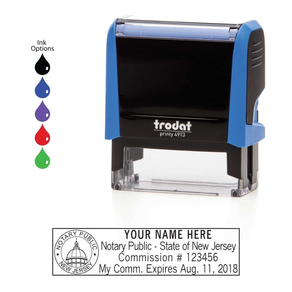 New Jersey Notary Stamp - Trodat 4913 Sky Blue