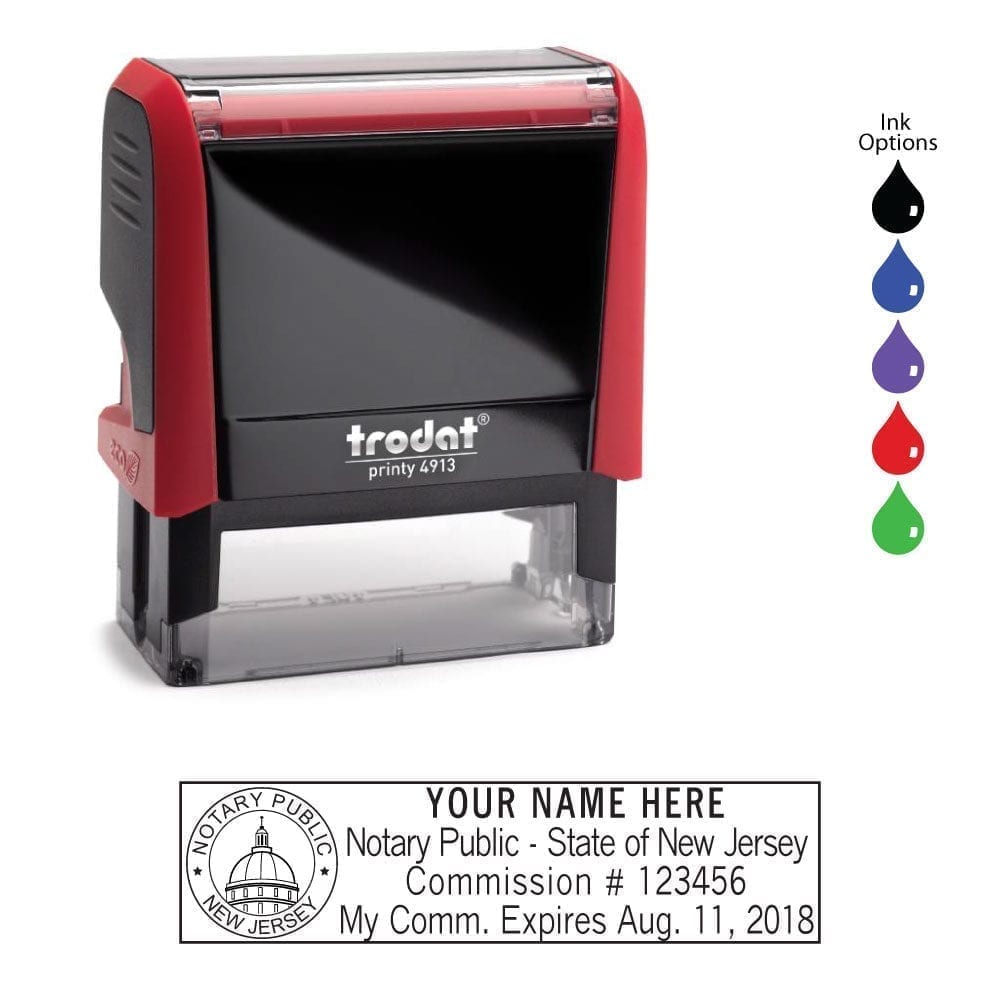 New Jersey Notary Stamp - Trodat 4913 Flame Red