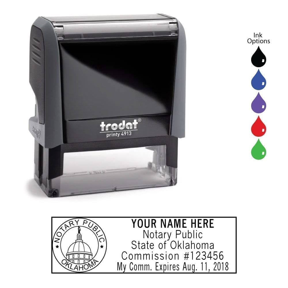 Oklahoma Notary Stamp - Trodat 4913 Eco Gray