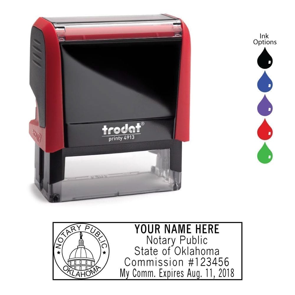 Oklahoma Notary Stamp - Trodat 4913 Flame Red