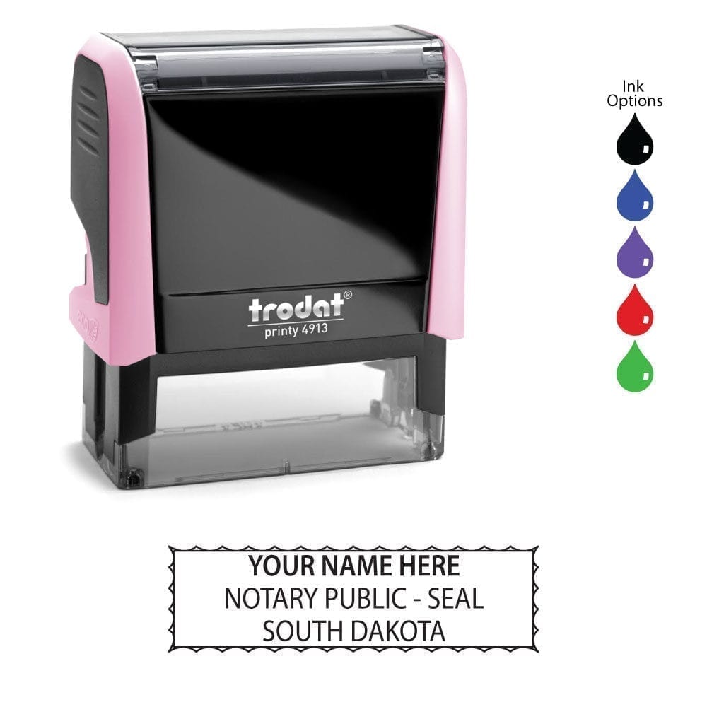 South Dakota Notary Stamp - Trodat 4913 Light Pink