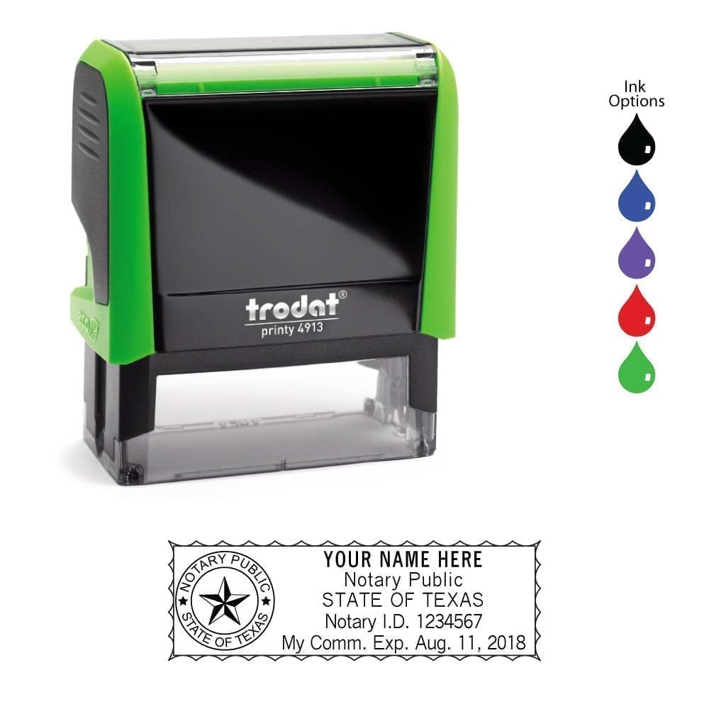 Texas Notary Stamp - Trodat 4913 Apple Green